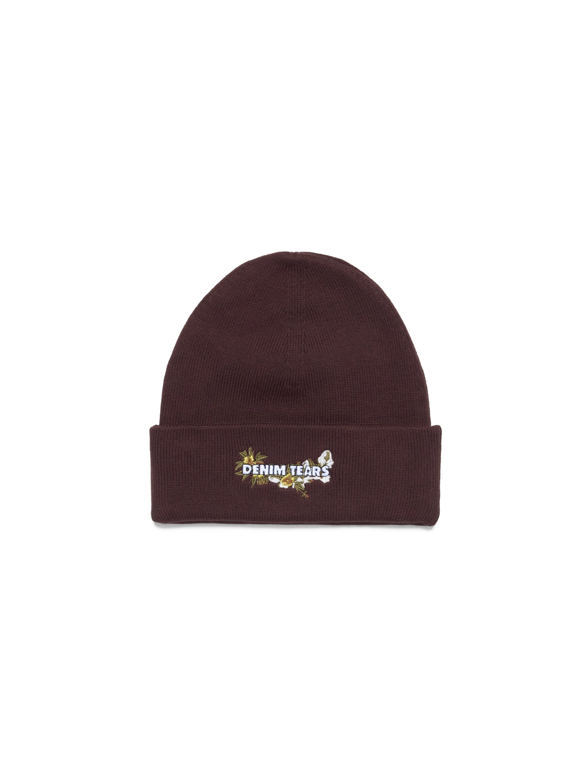 FLORALBEANIE_BROWN_FRONT